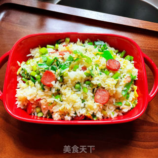 香肠蒜苔炒饭的做法步骤：11