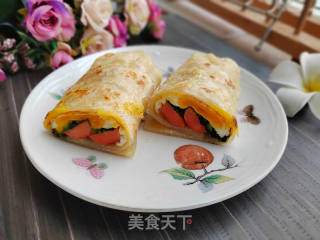 煎蛋火腿肠卷饼的做法步骤：9