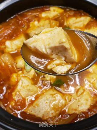 对冬天的尊重～泡菜豆腐煲的做法