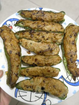 青椒酿鱼饼的做法步骤：7