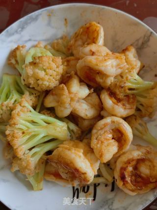 虾仁儿炒花菜的做法