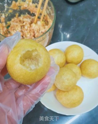 家常油面筋塞肉的做法步骤：5