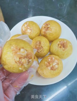 家常油面筋塞肉的做法步骤：6