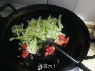 有机菜花炒肉片的做法步骤：5