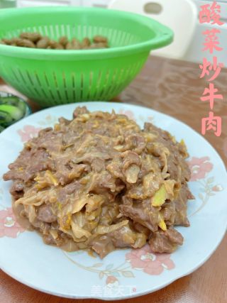 有机酸菜炒牛肉的做法步骤：7
