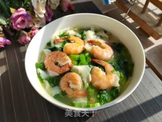 鲜虾芥菜宽面汤的做法