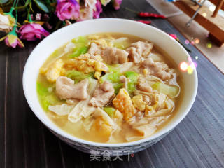 鸡蛋肉片豆皮汤的做法步骤：9