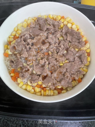 玉米牛肉蒸饭的做法步骤：14