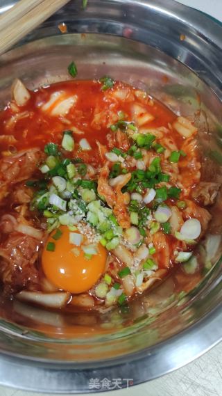 泡菜煎饼的做法步骤：3