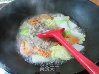 虾干大白菜荞麦面的做法步骤：4