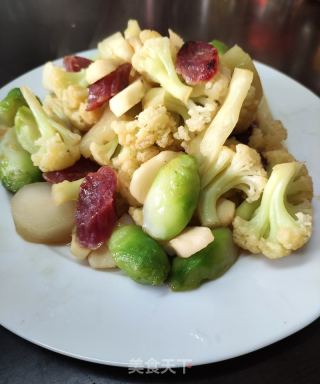 杂菜炒腊肠的做法步骤：9