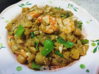 青椒虾仁炒茄丁的做法步骤：14