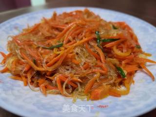 红萝卜丝炒粉丝的做法步骤：7