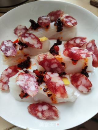腊肠蒸鳕鱼的做法步骤：5