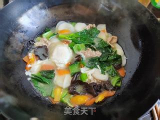 鸡蛋肉片年糕汤的做法步骤：6