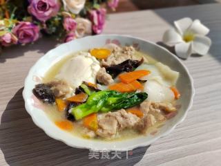 鸡蛋肉片年糕汤的做法步骤：7