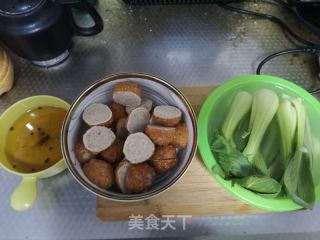 藕丸炖油菜的做法步骤：3