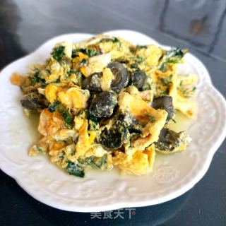 荠菜活海参滑蛋的做法步骤：10