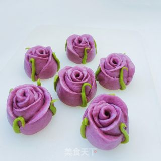 紫薯玫瑰花馒头的做法步骤：1