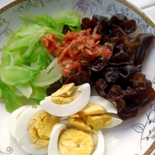 木耳鸡蛋拌儿菜的做法步骤：9