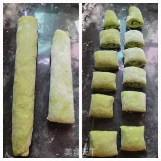 黑全麦艾草红豆卷的做法步骤：10