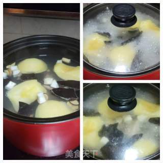 鸽子瘦肉煲黑灵芝苹果汤的做法步骤：4