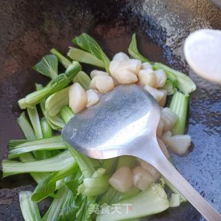 油菜炒鲜贝的做法步骤：5
