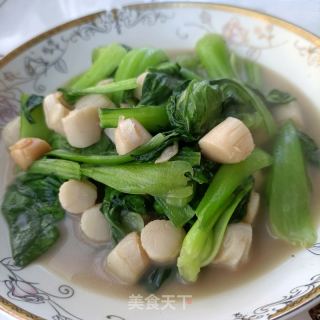 油菜炒鲜贝的做法步骤：10