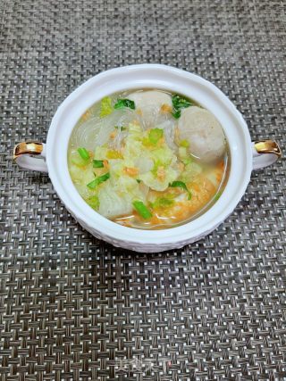 白菜粉丝肉丸汤的做法步骤：16