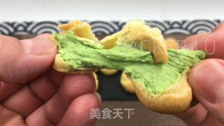 基础迷你泡芙，抹茶奶油清新甜蜜，外壳酥脆，甜蜜奶油。的做法步骤：28