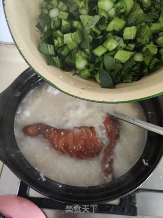 烧猪头花生瑶柱菜心粥的做法步骤：9