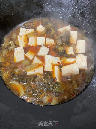 水煮酸菜豆腐肉片的做法步骤：12