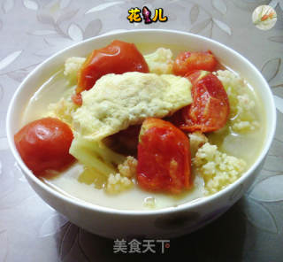 蛋饺花菜番茄汤的做法