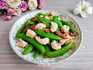 肉丝甜豆炒鱿鱼的做法步骤：11