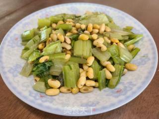 莙荙菜杆炒黄豆的做法