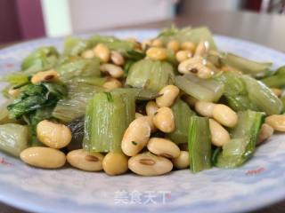 莙荙菜杆炒黄豆的做法步骤：6