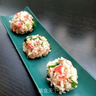 韭菜鸽胸肉饭团的做法步骤：9