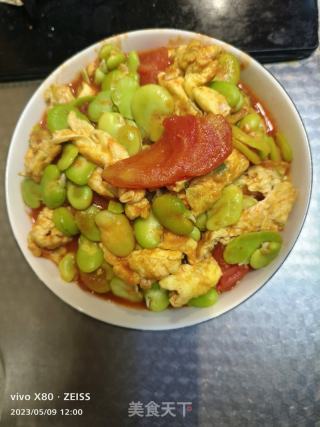 蚕豆米炒西红柿鸡蛋的做法步骤：8