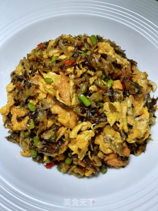 蒜苔鸡蛋炒外婆菜的做法步骤：13