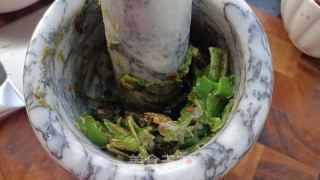 皮蛋青椒擂茄子的做法步骤：6