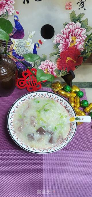 猪红瘦肉生菜粥的做法