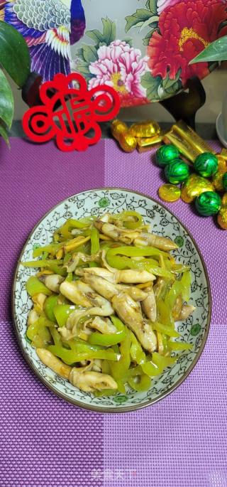 青椒炒蛏王肉的做法步骤：15