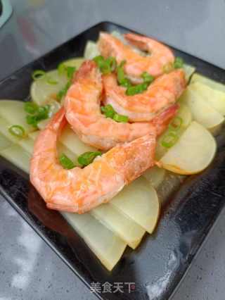 原味鲜虾蒸土豆的做法步骤：9