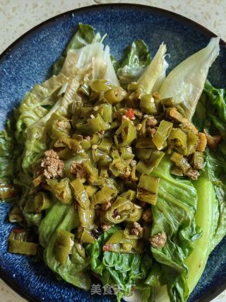 青椒肉碎拌生菜的做法步骤：7