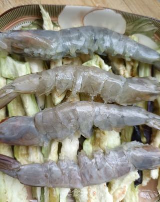 蒜香鲜虾蒸茄子的做法步骤：4
