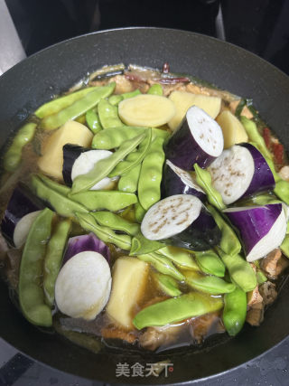 茄子豆角花卷一锅出的做法步骤：7