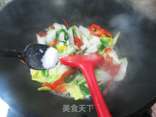红椒炒黄心菜的做法步骤：5