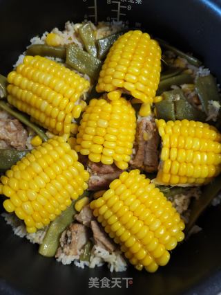 扁豆玉米排骨饭的做法步骤：9