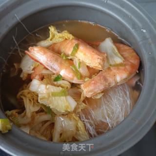 白菜粉丝鲜虾煲的做法步骤：15
