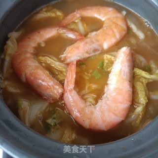 白菜粉丝鲜虾煲的做法步骤：16